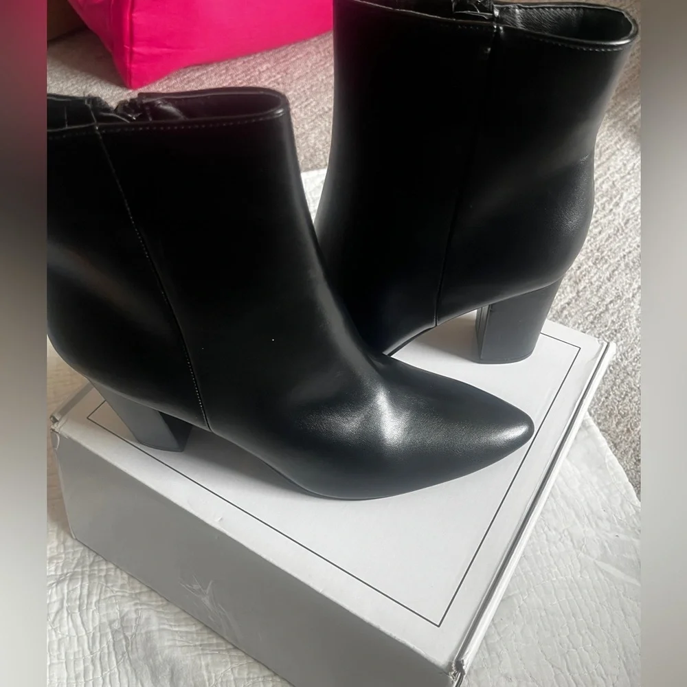 Rollda SUEDI Pointed Toe Ankle Boots Chunky High Heel Ankle Booties Side Zipper